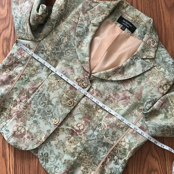 Vintage Larry Levine Signature broquet jacquard Skirt Set suit cotton poly 18 - Picture 8 of 13